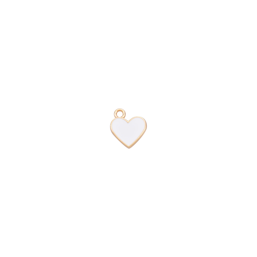Tiny Gold and White Heart Charm