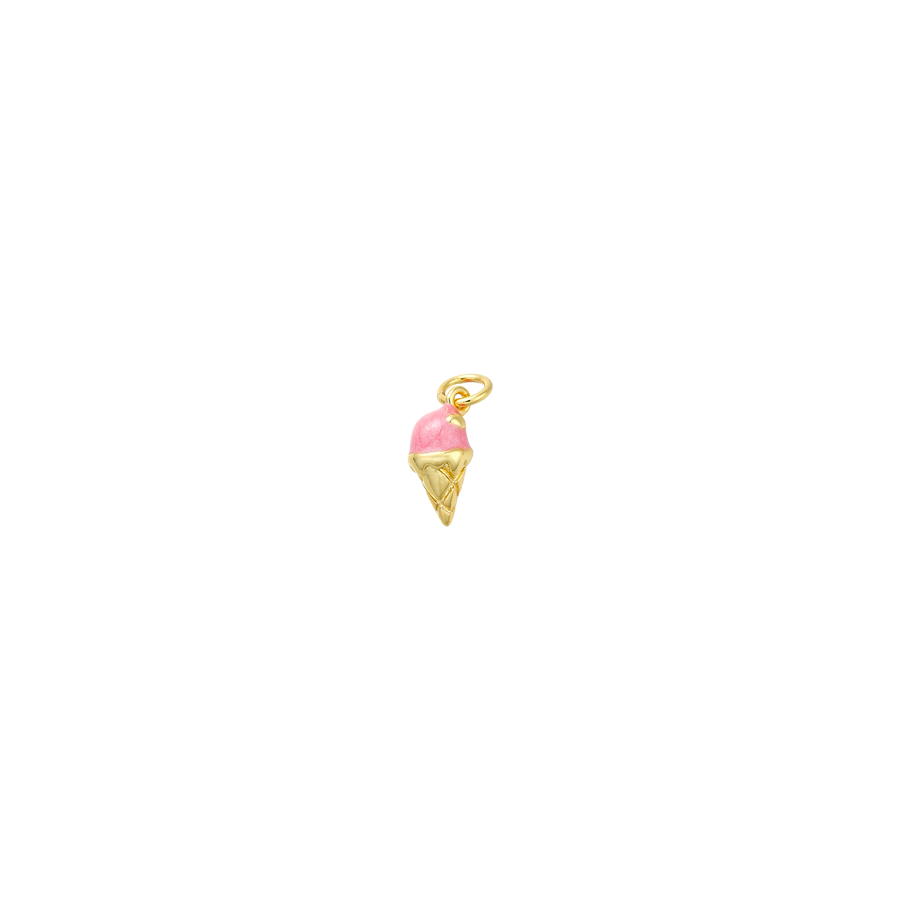 Tiny Pink and Gold Ice Cream Cone Charm