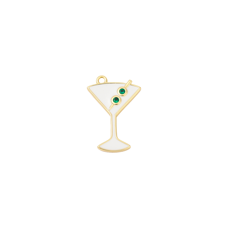 Large White Enamel Martini Charm