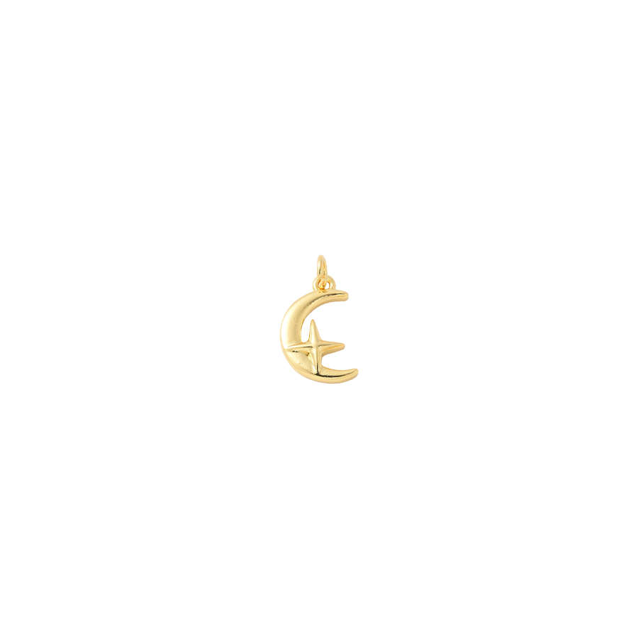Small Gold Moon and Star Charm