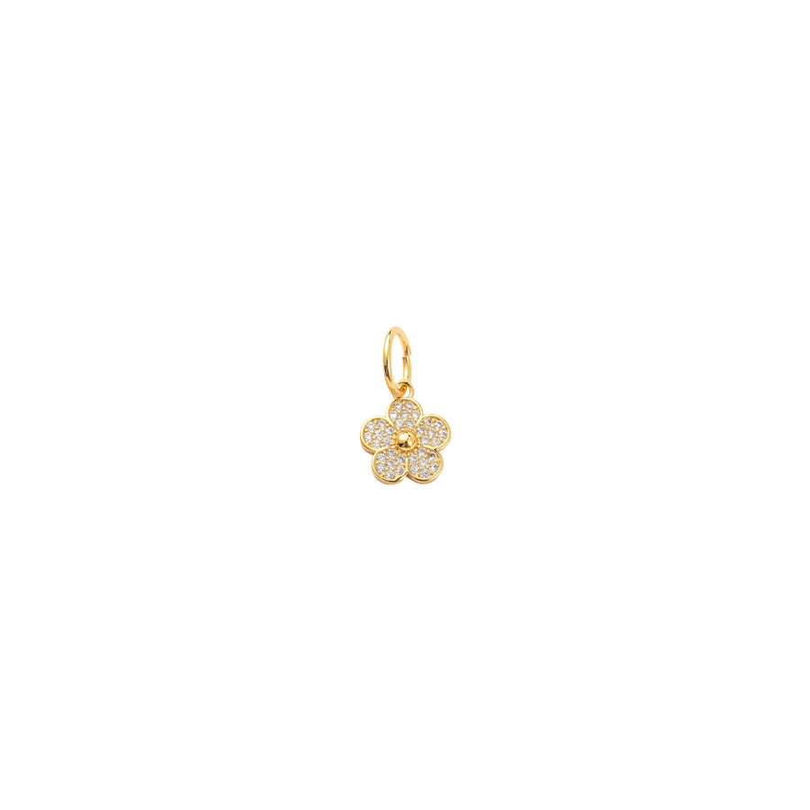 Small Gold Sparkle Flower Charm