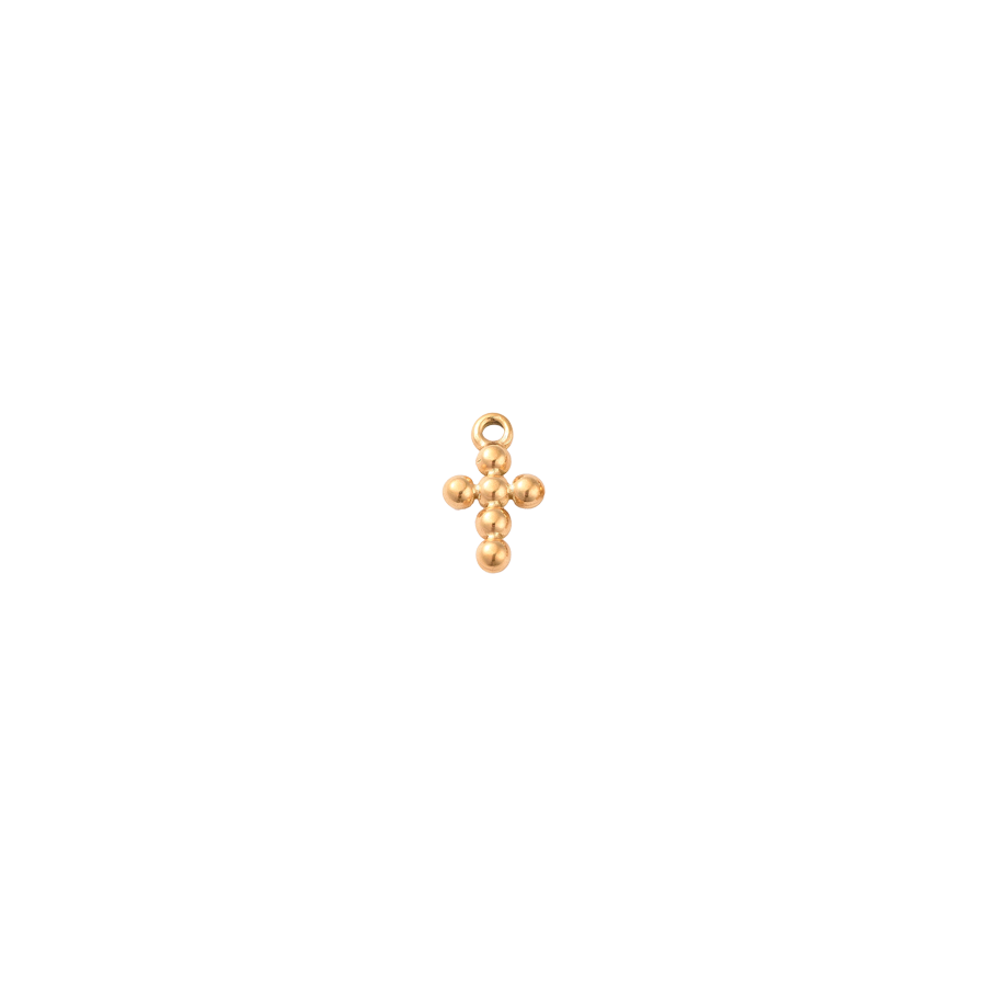 Tiny Beaded Gold Cross Charm