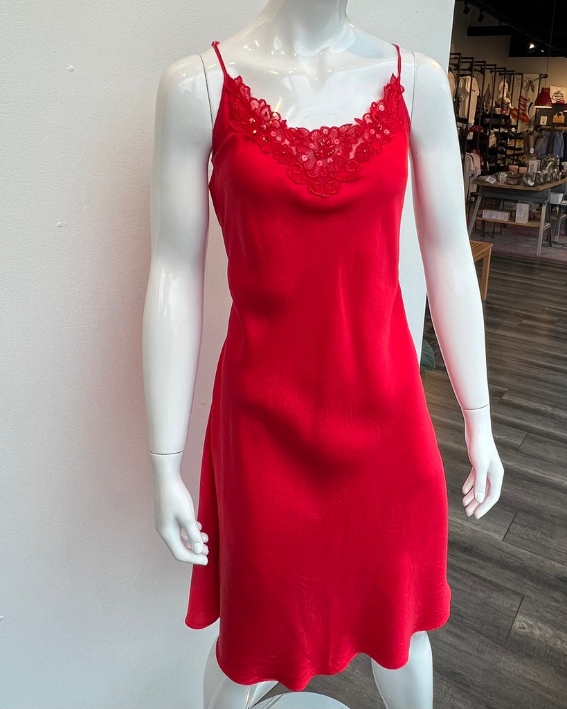 Red midi top slip dress