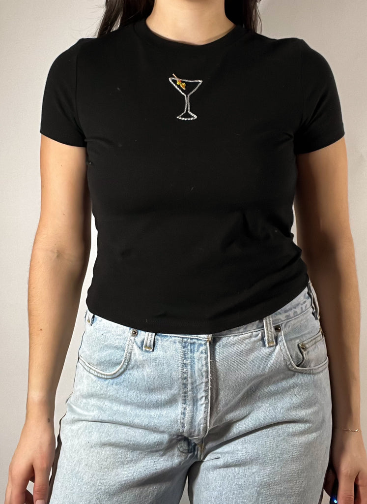 Embroidered Martini Baby Tee