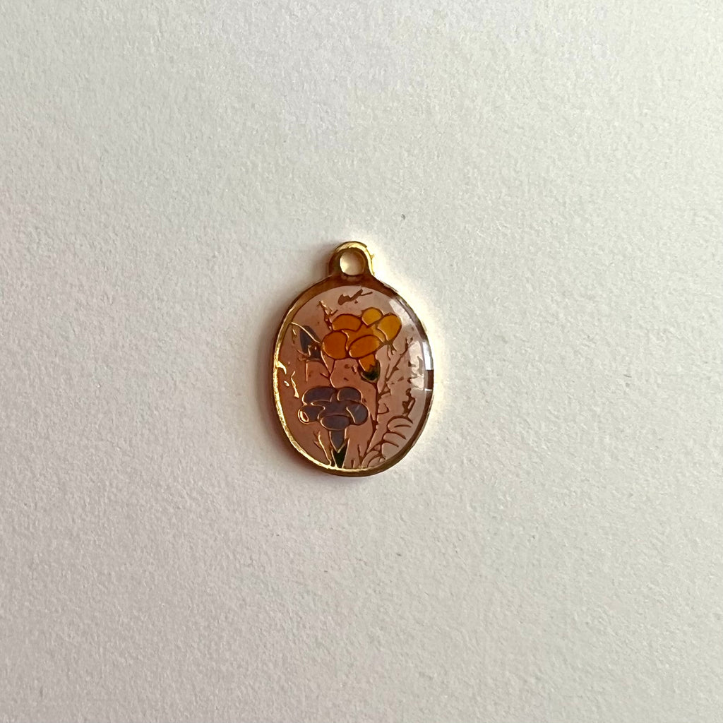Small Oval Floral Charm