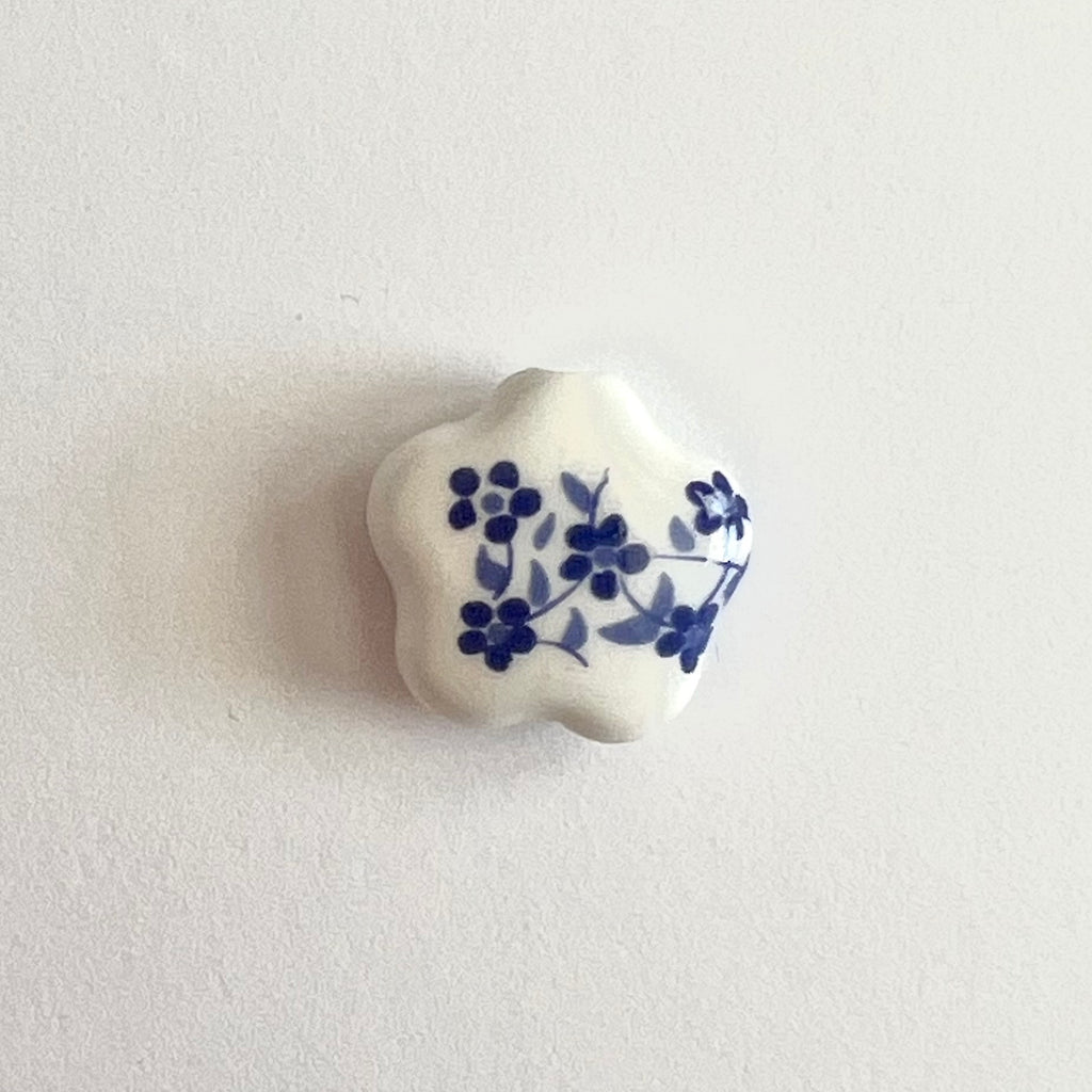 Medium Blue and White Floral Bead Charm