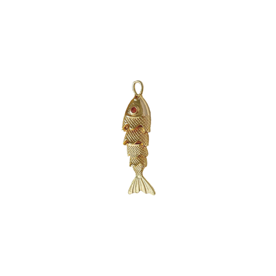 Large Gold Articulated Koi Fish Charm