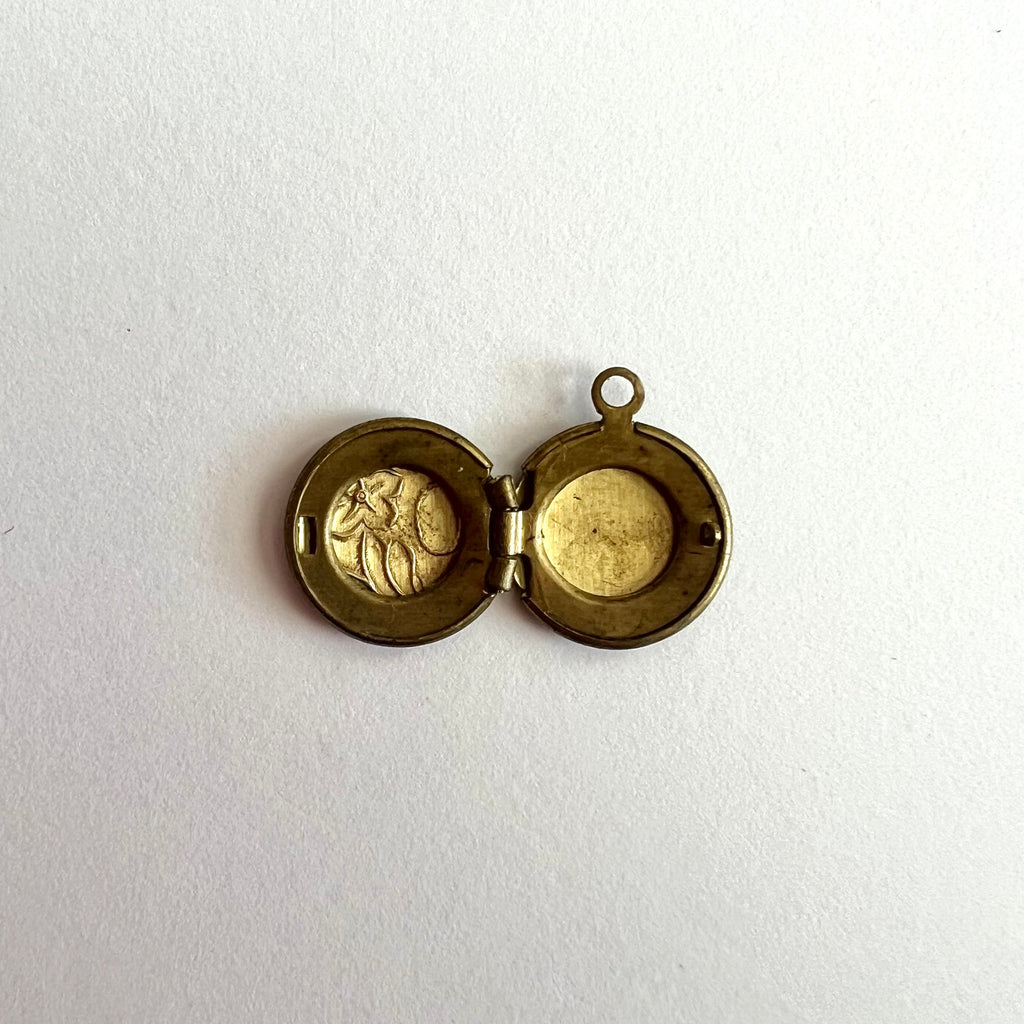 Small Floral Etched Circle Locket Charm