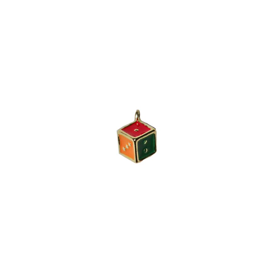 Small Colorful Gold Dice Charm