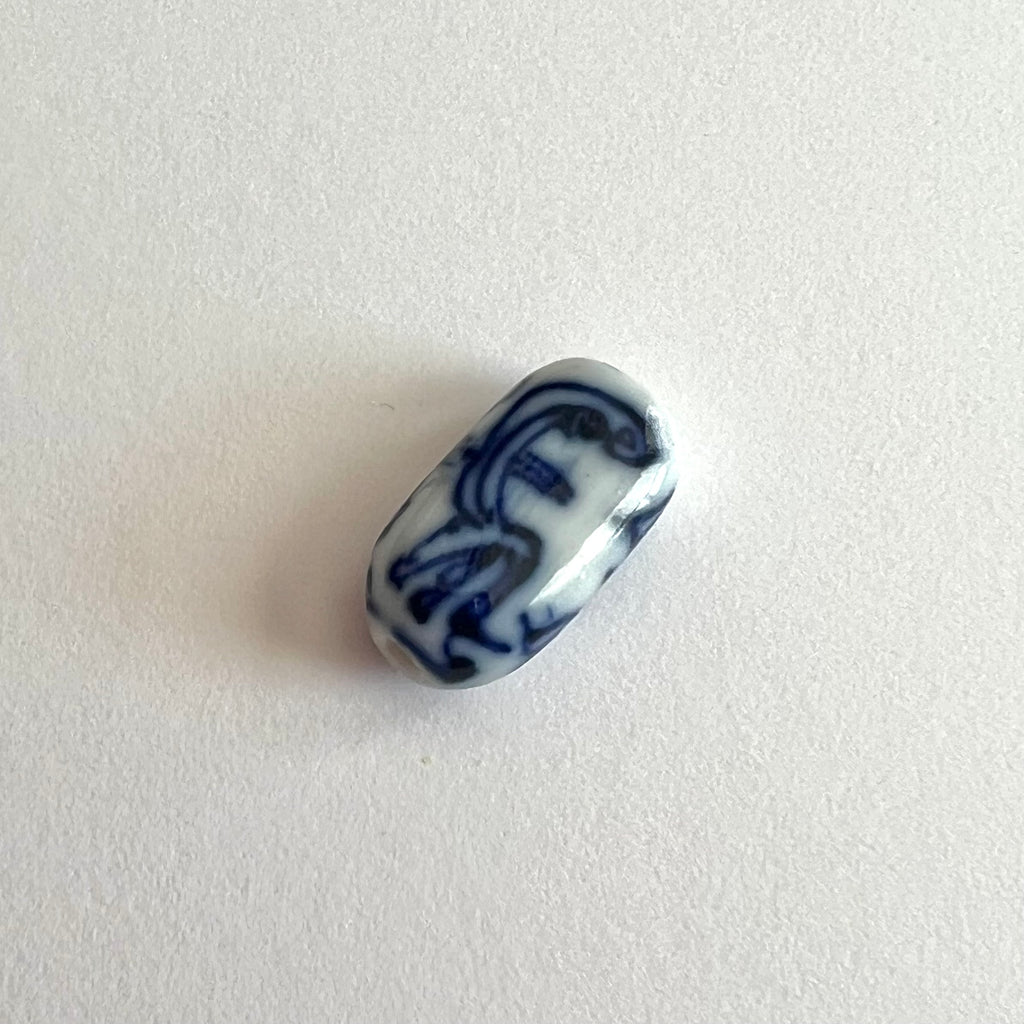 Medium Blue and White Oval Bead Charm