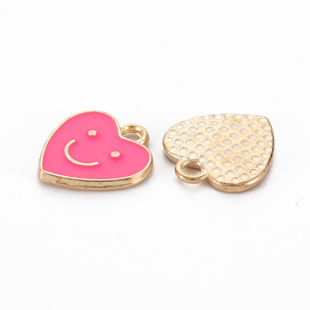 Small Pink Smiley Heart Charm