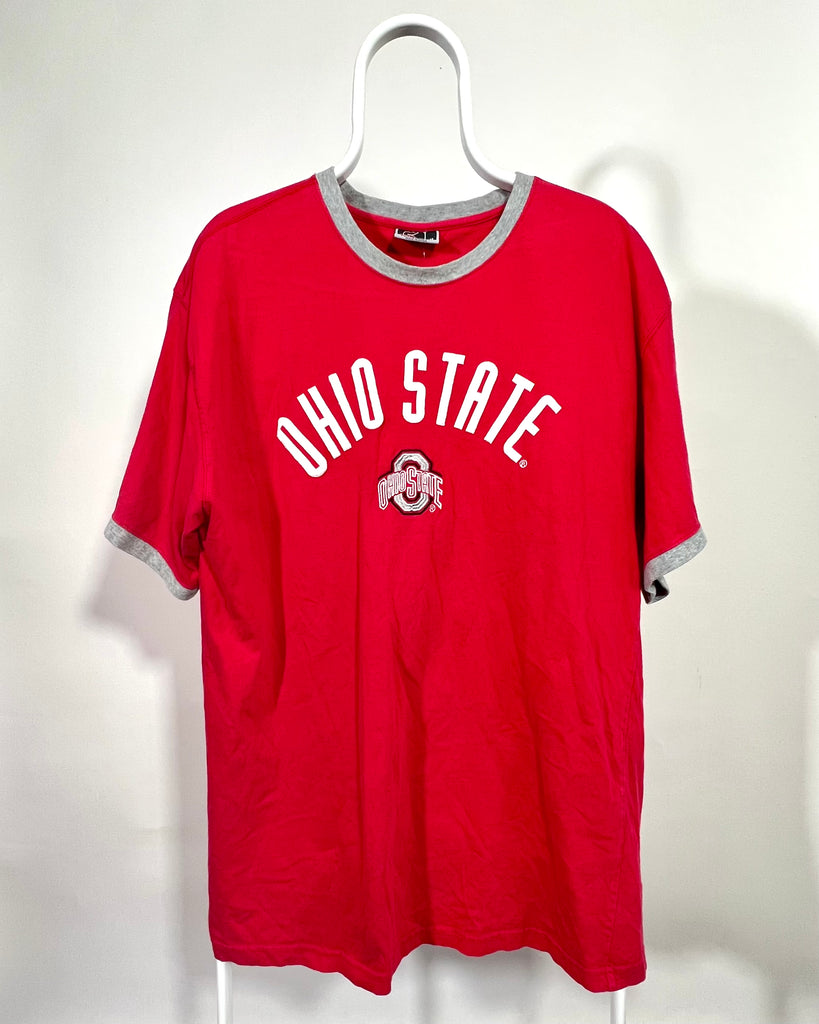 Red Ohio State Ringer Tee