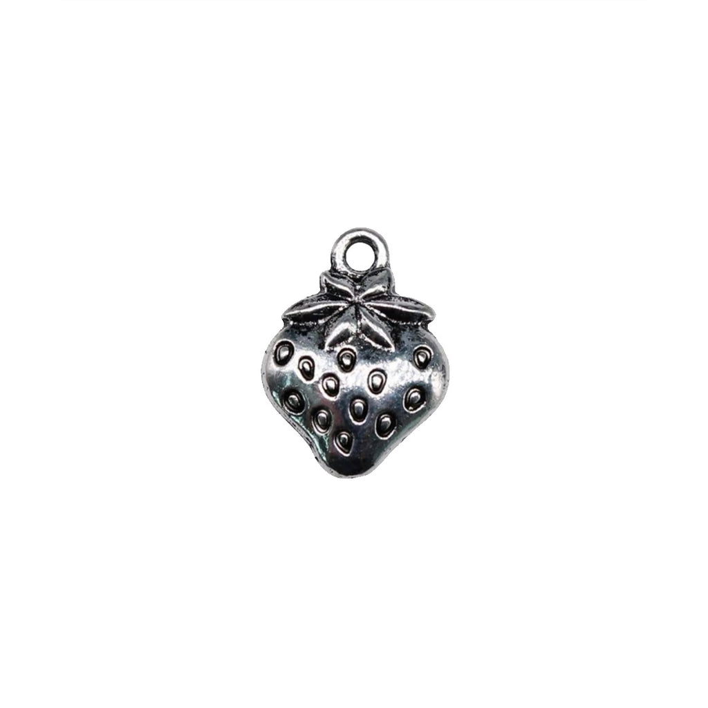 Small Silver Strawberry Charm