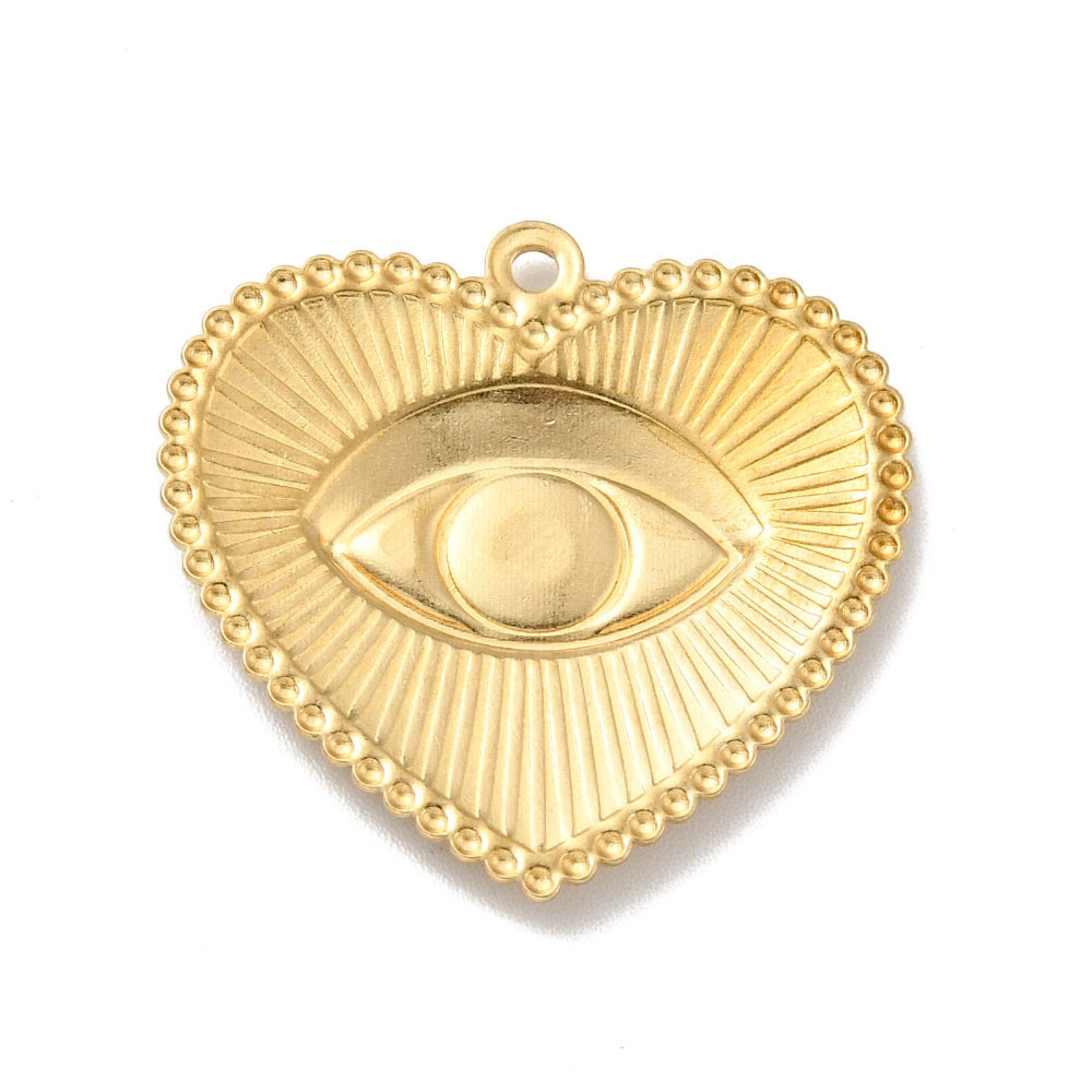 Large Heart with Eye Gold Charm