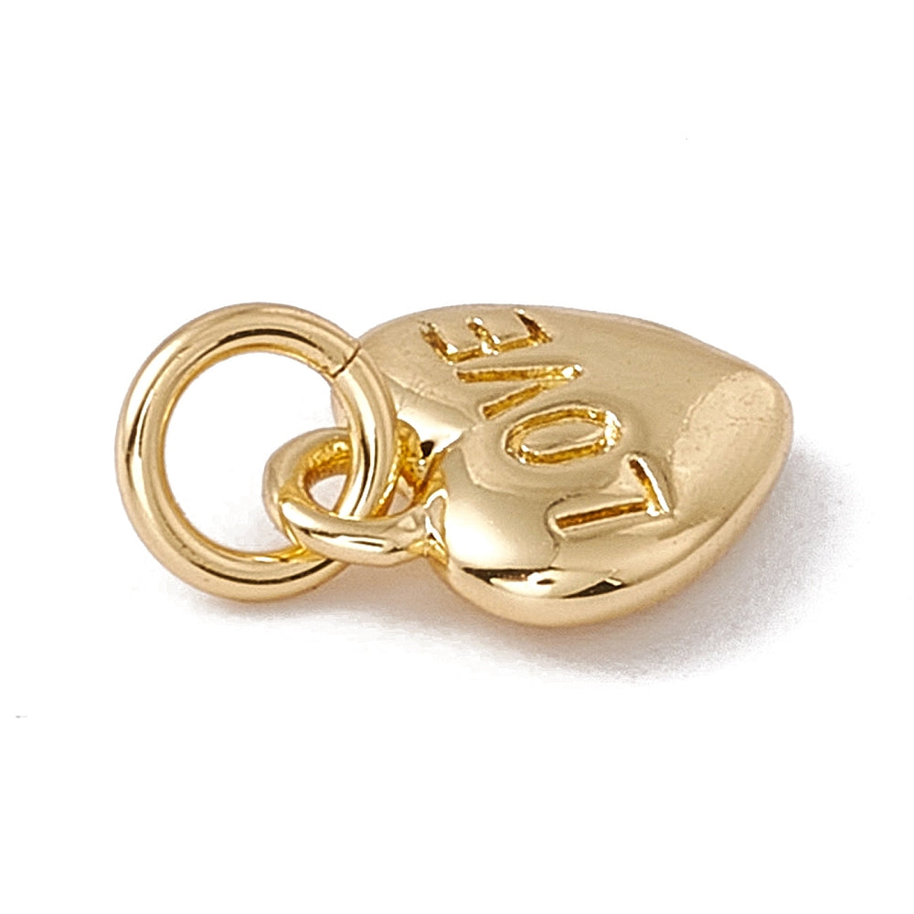Tiny Gold Engraved Love Heart Charm
