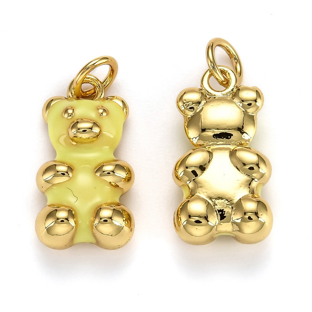 Small Colorful Gold Bear Charm
