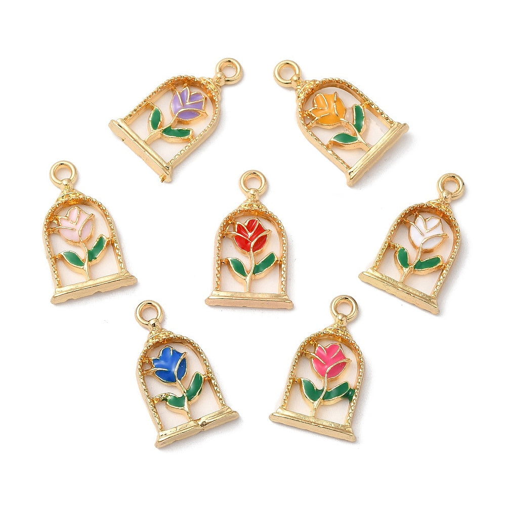 Small Colorful Rose Charm