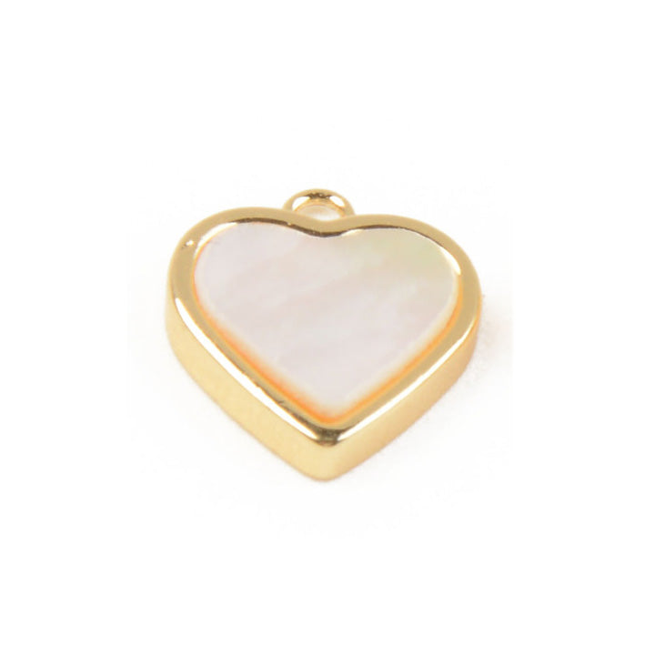 Tiny White Mother of Pearl Heart Charm