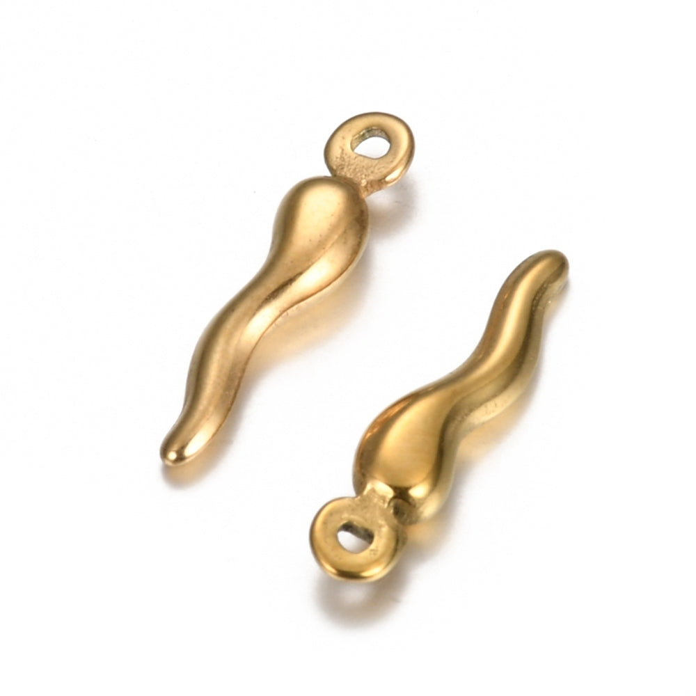 Small Gold Italian Horn Charm