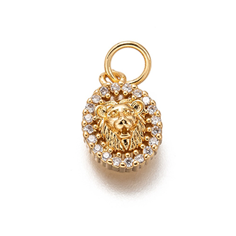 Tiny Gold Lion Head Charm with Cubic Zirconia