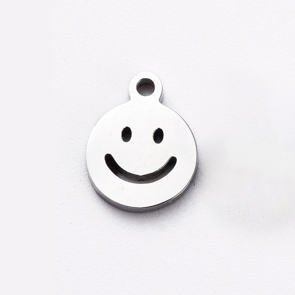 Tiny Silver Smiley Face Charm