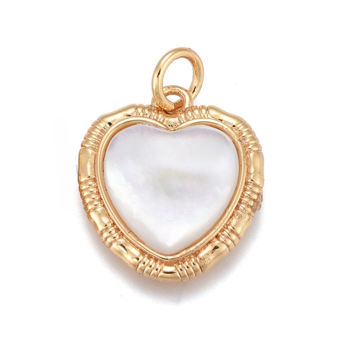 Small Gold and Faux Pearl Heart Charm