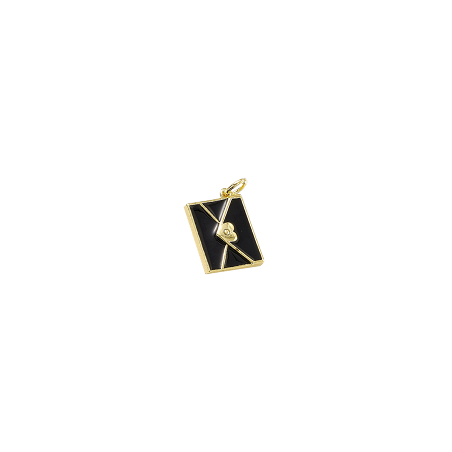 Small Gold and Black Envelope Charm