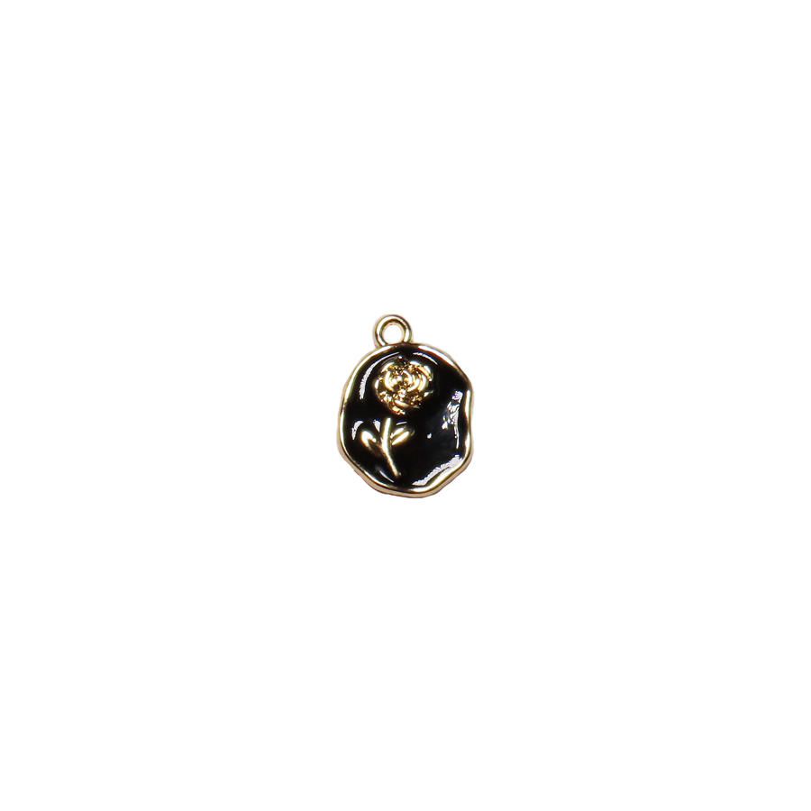 Medium Gold and Black Rose Pendant Charm