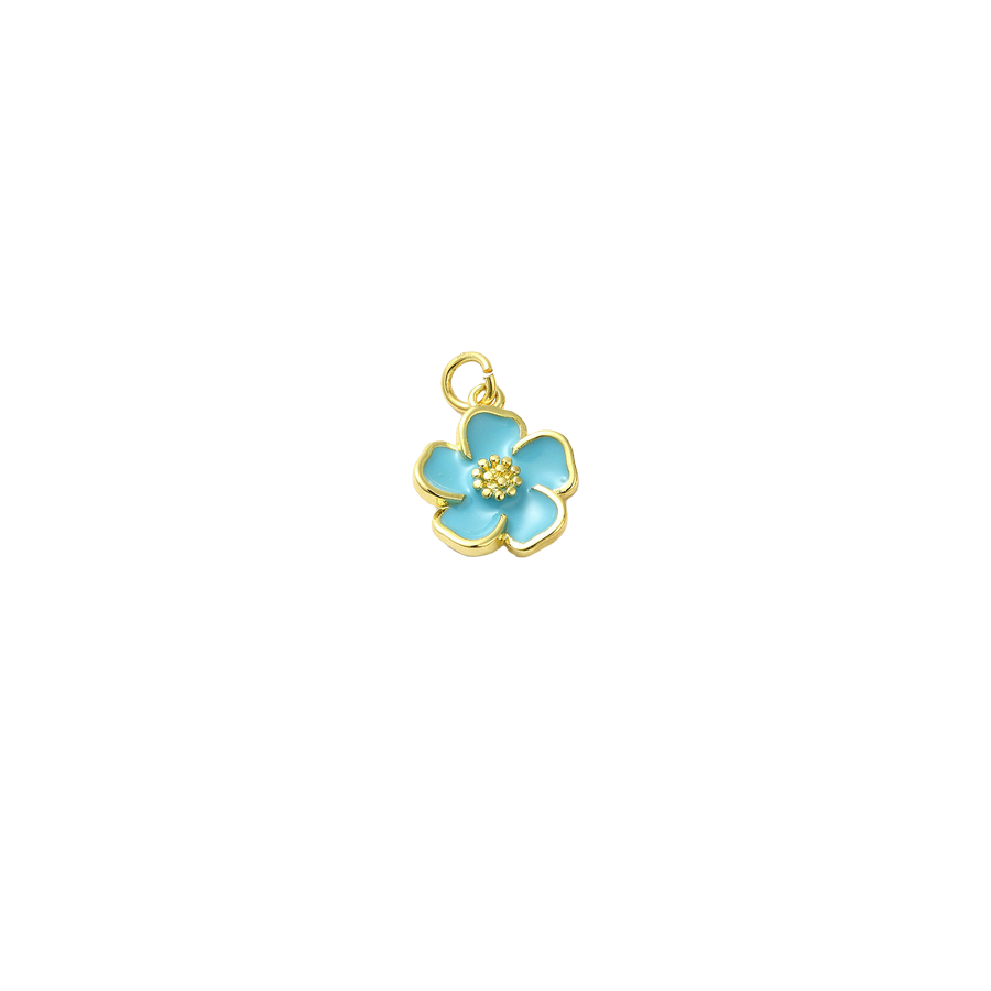 Small Gold & Bright Blue Flower Charm