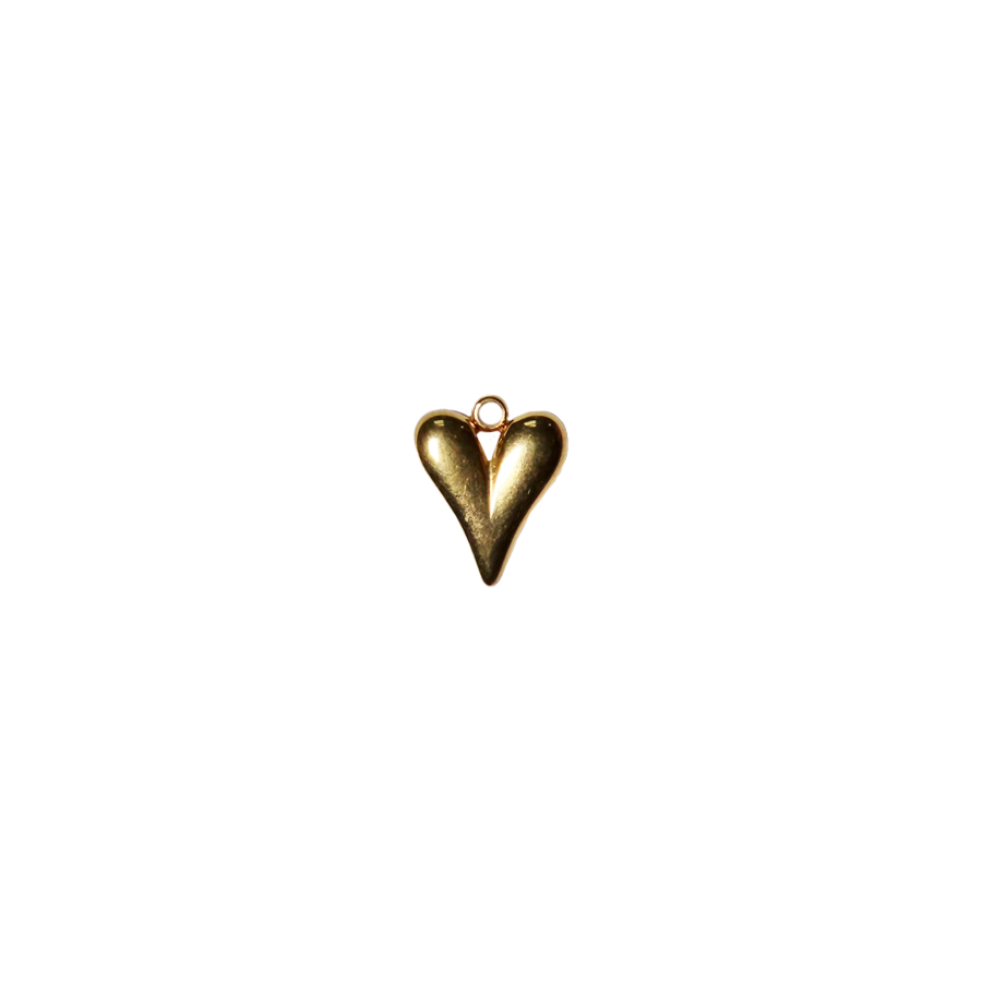 Small Gold Elongated Heart Charm