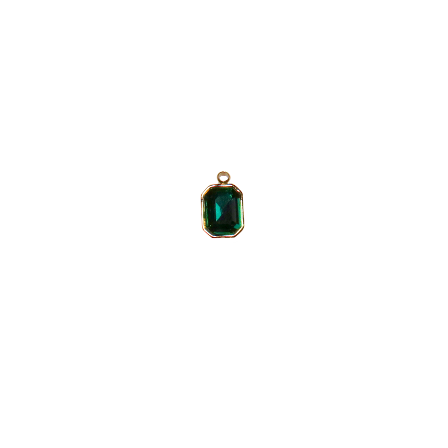 Small Green and Gold Emerald Cut Charm