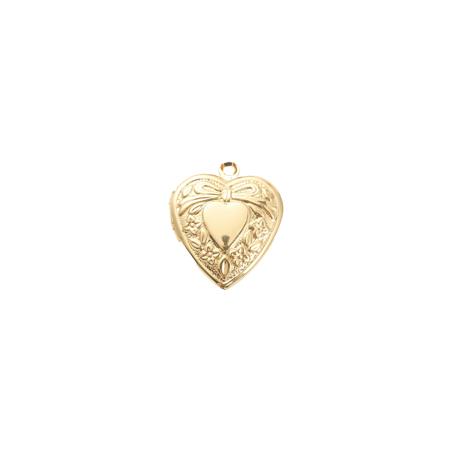 Medium Gold Bow Heart Locket Charm