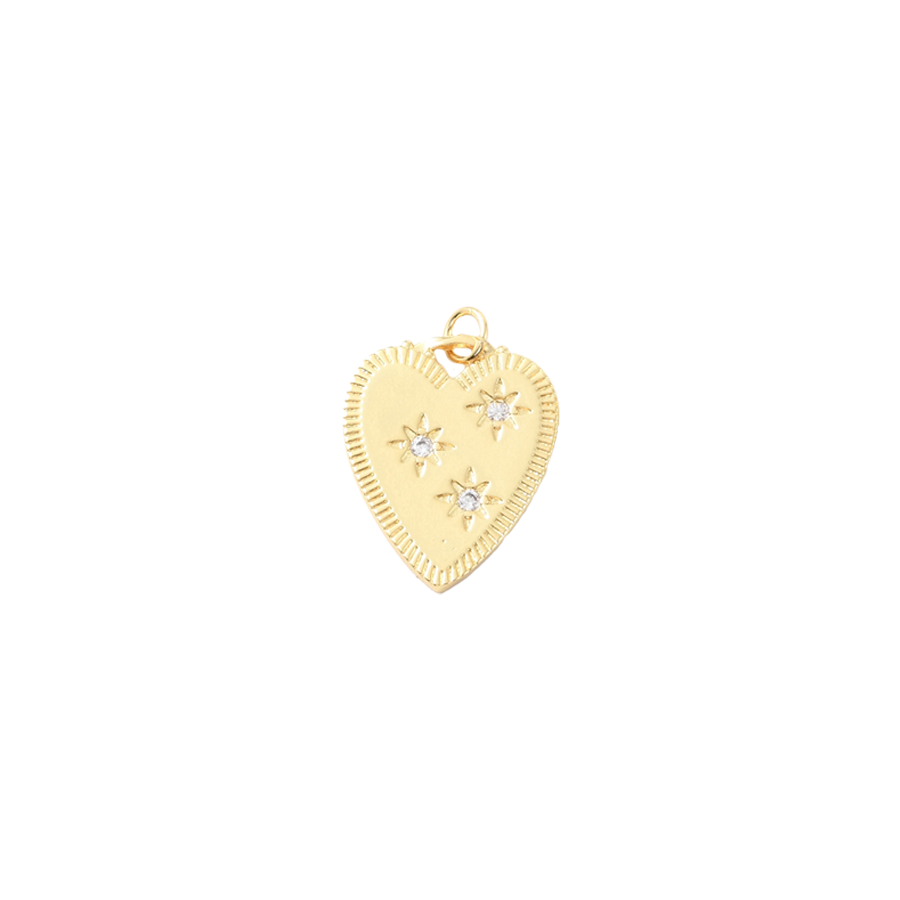 Medium Gold Heart with Stars Charm