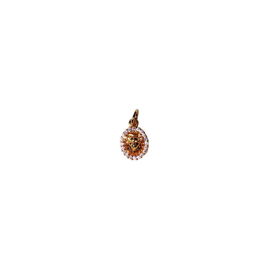 Tiny Gold Lion Head Charm with Cubic Zirconia