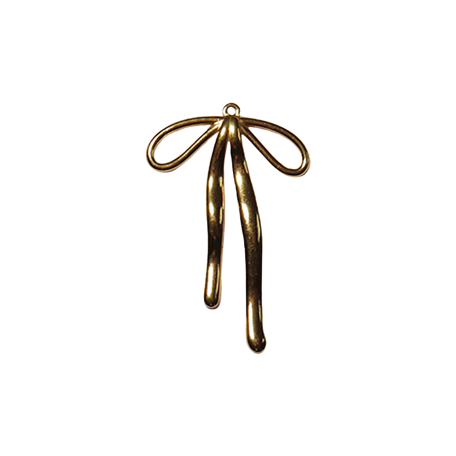 Large Thin Gold Bow Charm