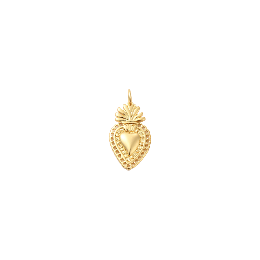 Medium Narrow Gold Sacred Heart Charm