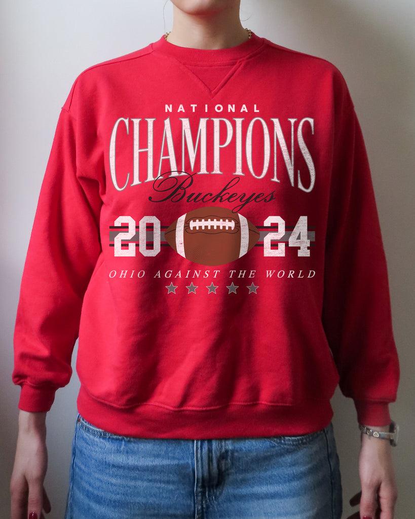 Upcycled Red National Championship Sweatshirt -Small