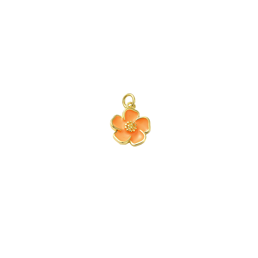 Small Gold & Bright Orange Flower Charm