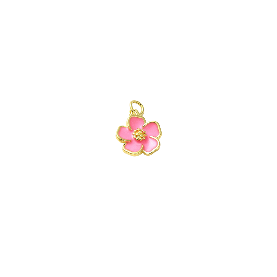 Small Gold & Bright Pink Flower Charm