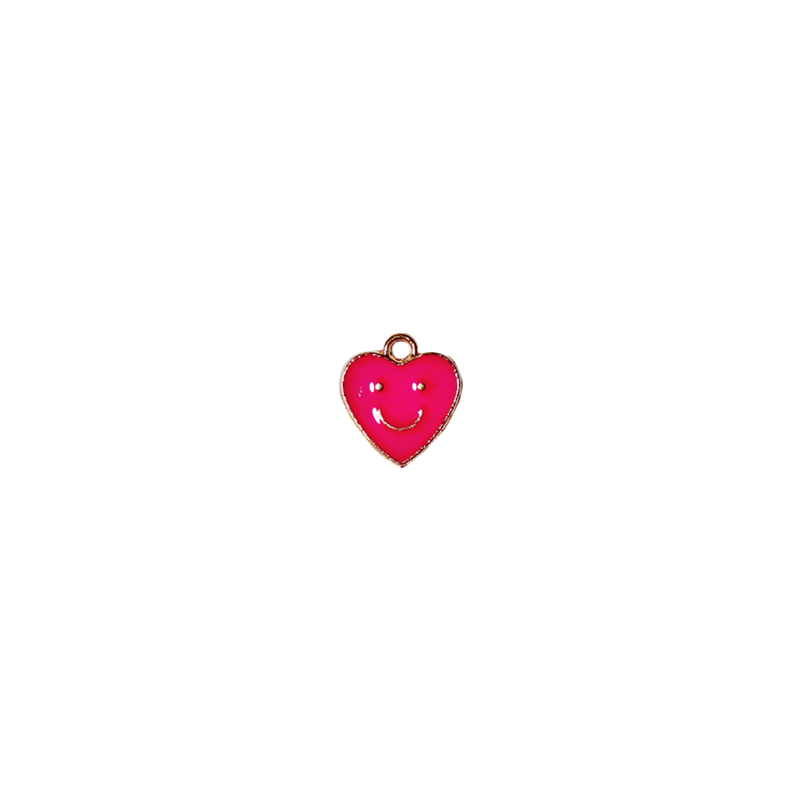 Small Pink Smiley Heart Charm