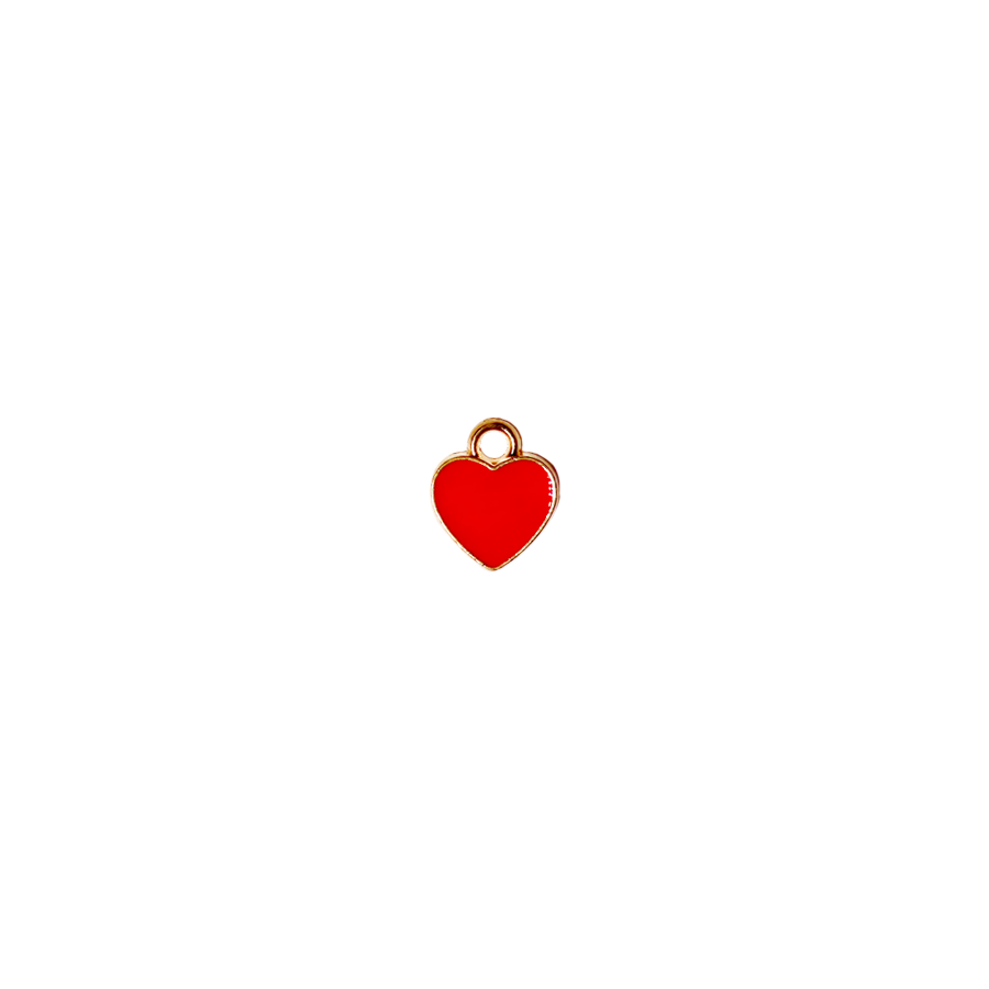 Small Gold and Red Heart Charm