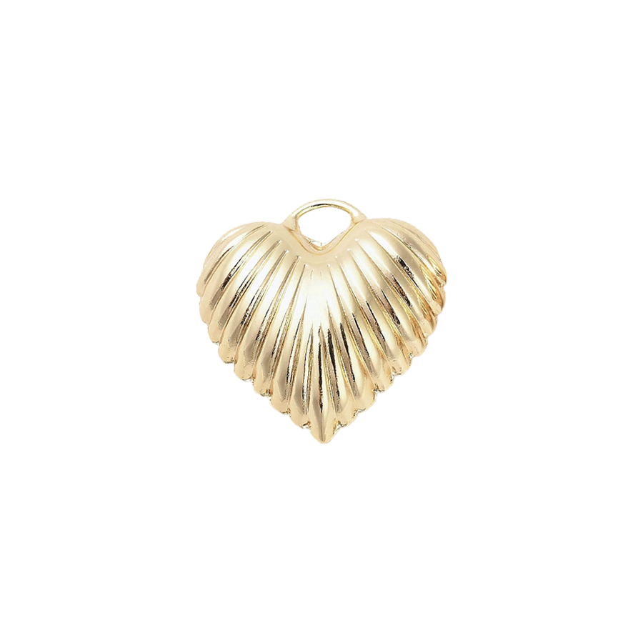 Large Gold Ribbed Heart Charm