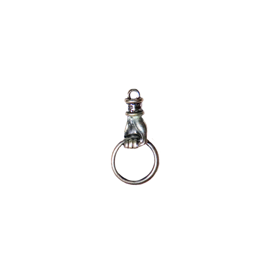 Large Silver Hand Holding Ring Charm