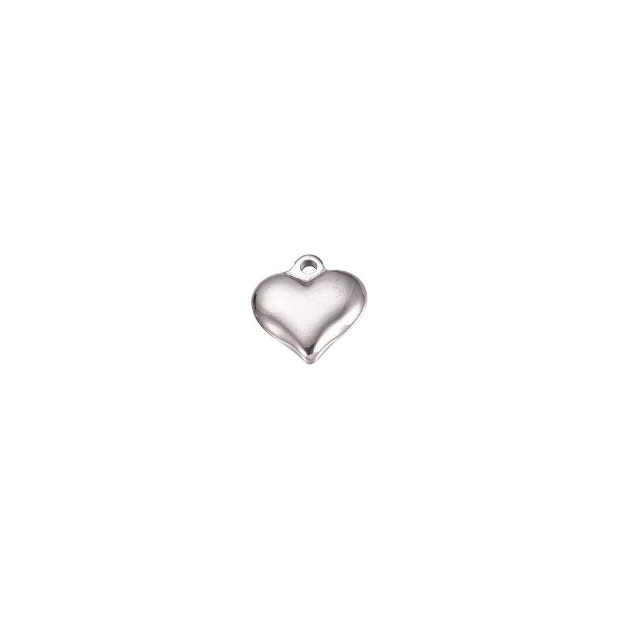 Small Silver Puffy Heart Charm