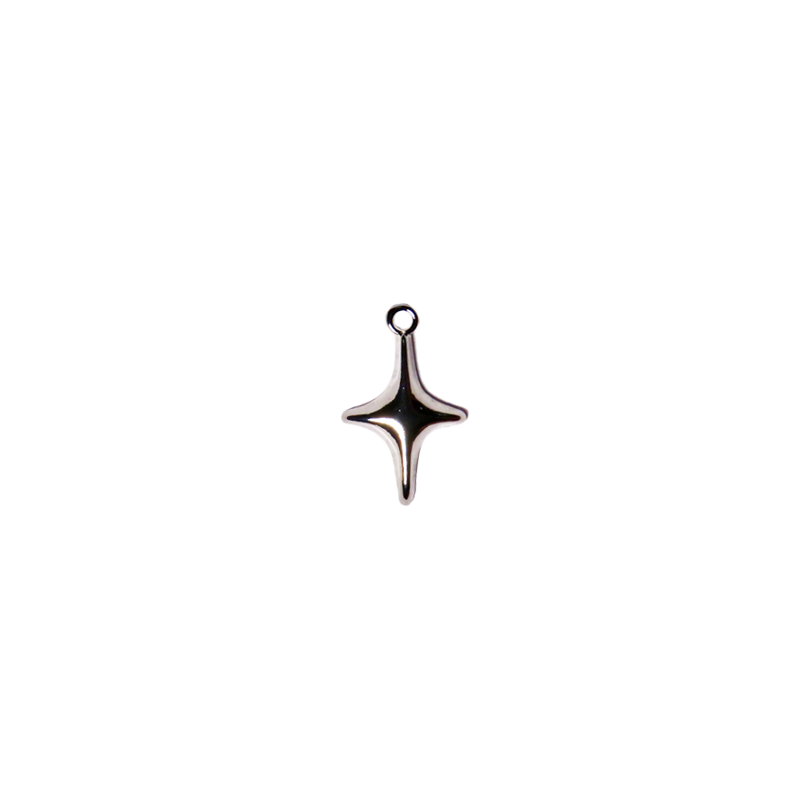 Medium Silver Four Point Star Charm