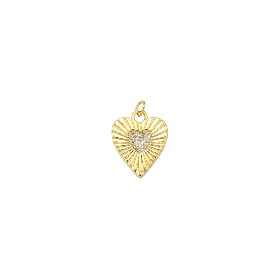 Medium Gold Sparkle Center Heart Charm