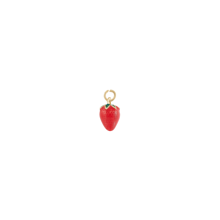 Small Gold and Red Enamel Strawberry Charm