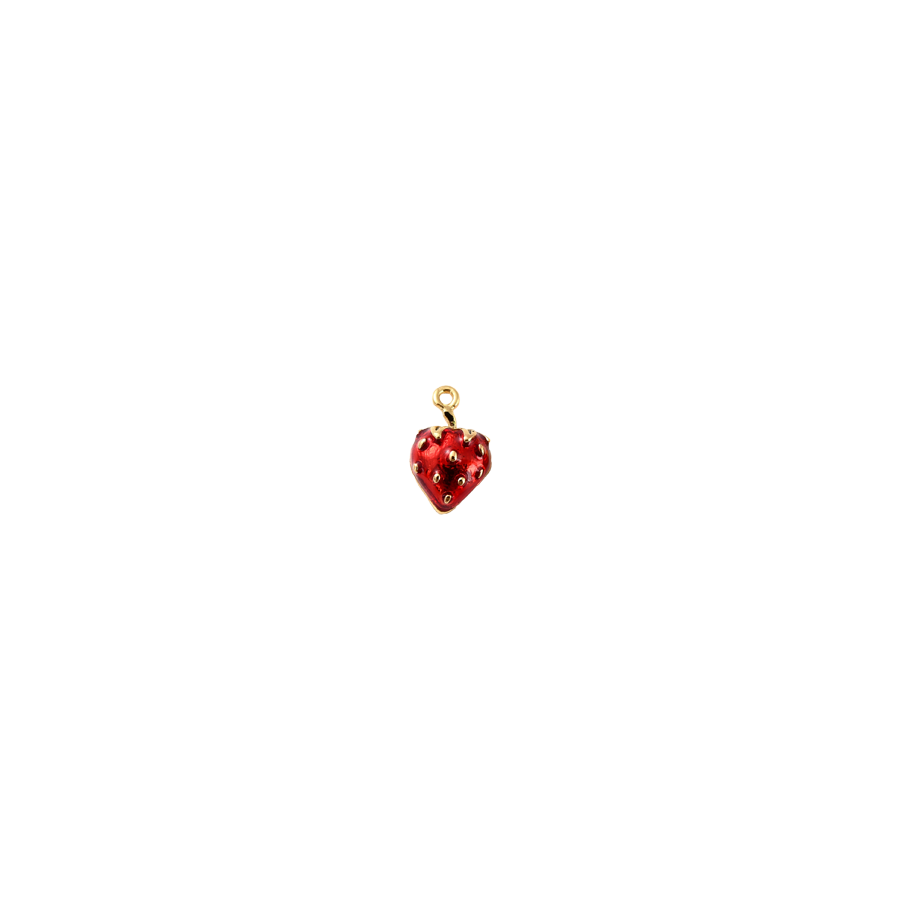 Tiny Red and Gold Strawberry Charm