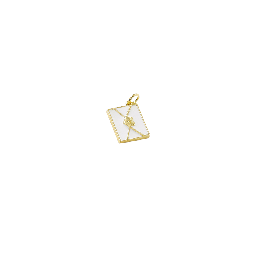 Small Gold and White Envelope Charm