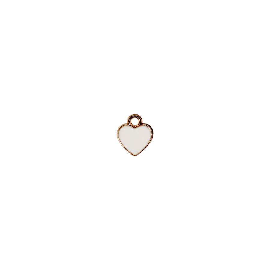 Small Gold and White Heart Charm